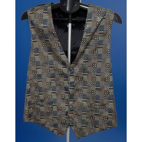 Eleganza Formal 100% Silk Abstract Front Vest Size Large - Picture 1 of 3